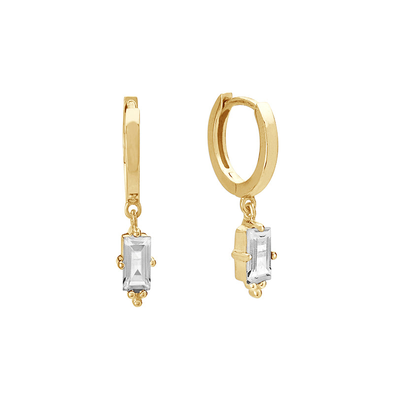 Octagonal Huggies White Topaz YGP