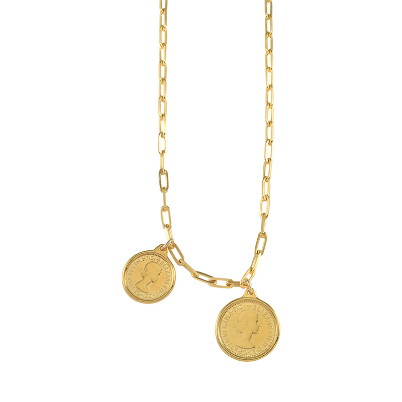 DOUBLE COIN CLIP CHAIN NECKLACE