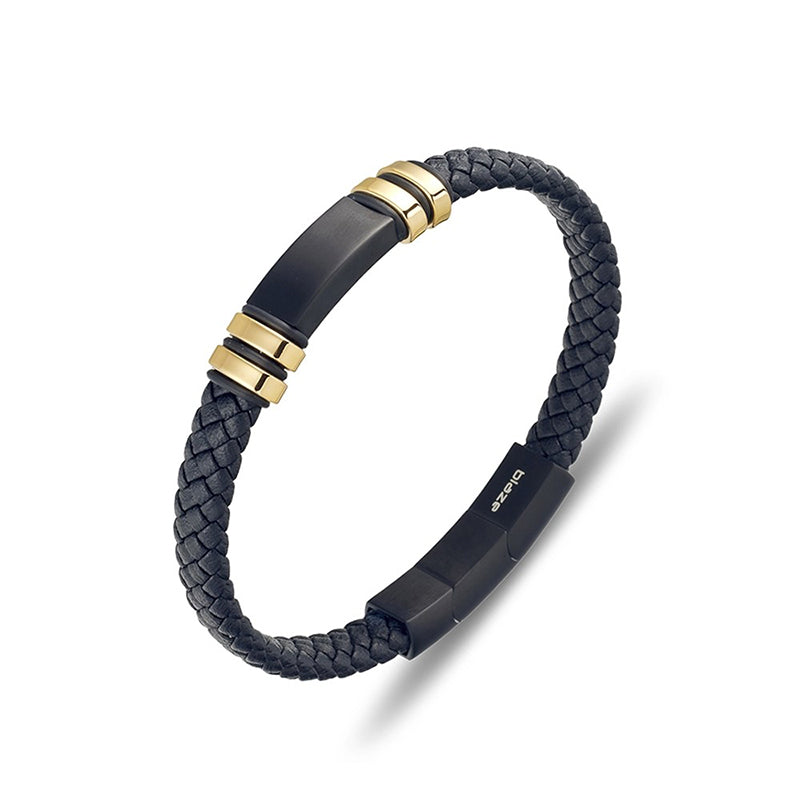Black and gold leather bracelet Clearance