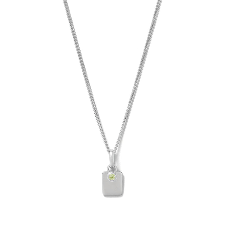 AUGUST ENGRAVABLE PERIDOT BIRTHSTONE NECKLACE