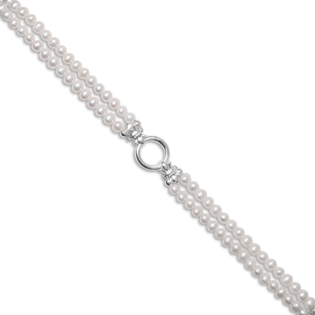 COMES WITH BOX - Silver Pearl Necklace w/ Diamond main image 0