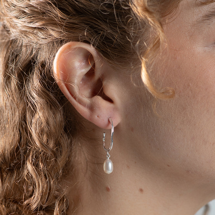 HALO PEARL DROP HOOPS