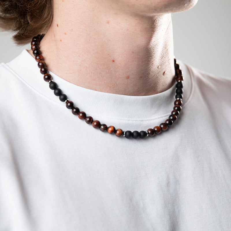 RED TIGERS EYE BEADED NECKLACE