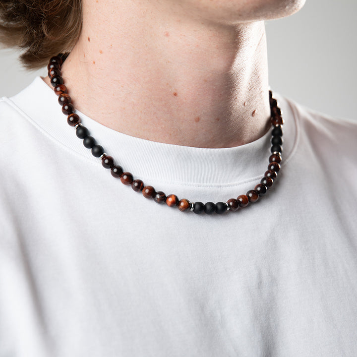 RED TIGERS EYE BEADED NECKLACE