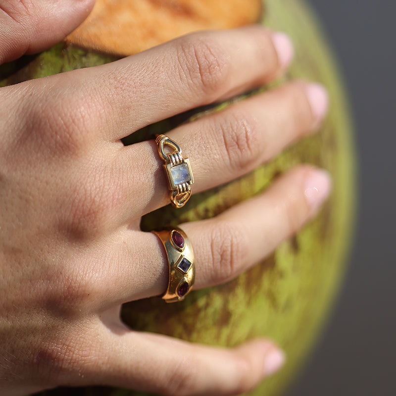 CORONET IOLITE & RHODOLITE RING