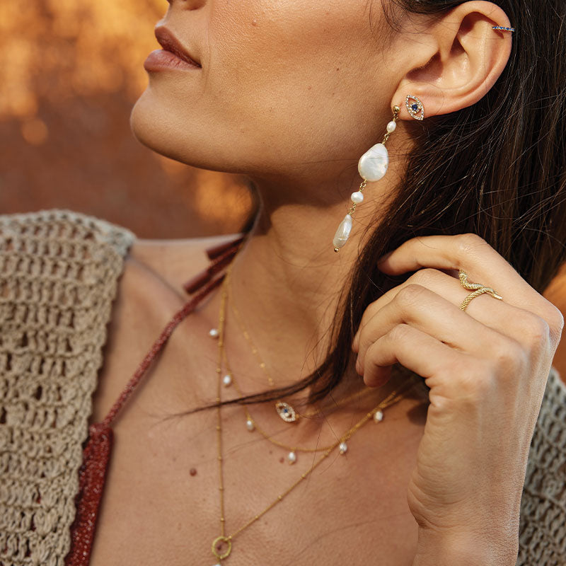 SEYCHELLES BAROQUE PEARL DROP EARRINGS