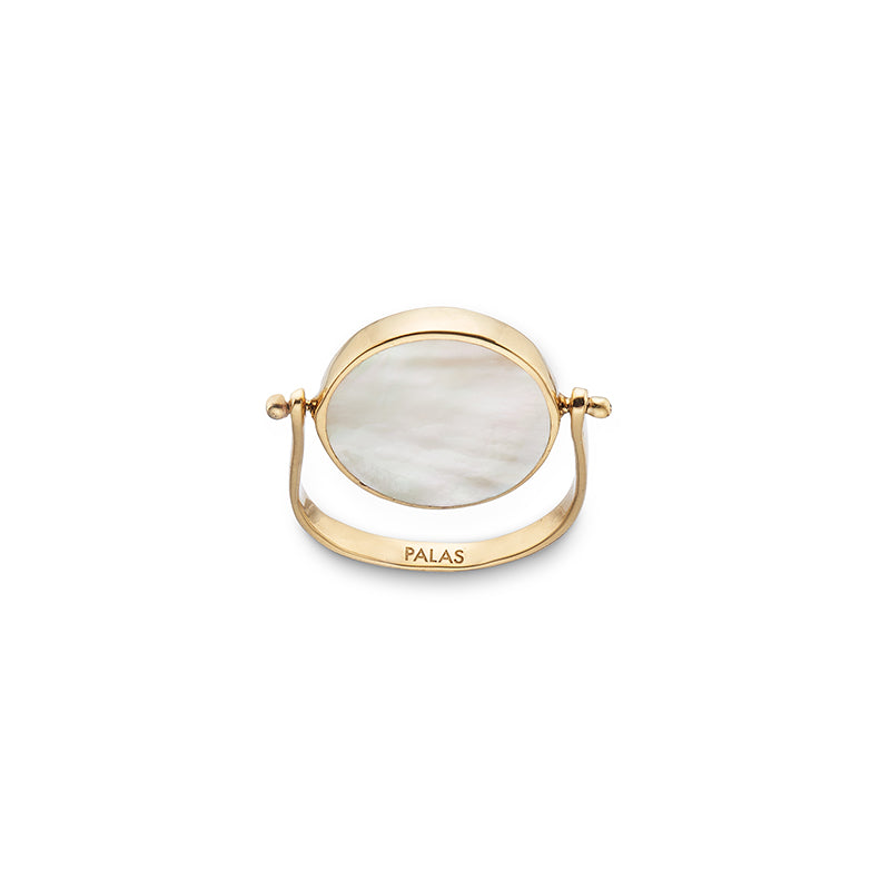 MOTHER OF PEARL EVIL EYE SPINNING RING