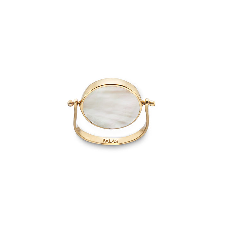 MOTHER OF PEARL EVIL EYE SPINNING RING