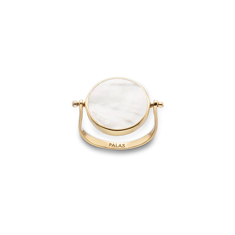 MOTHER OF PEARL EVIL EYE SPINNING RING