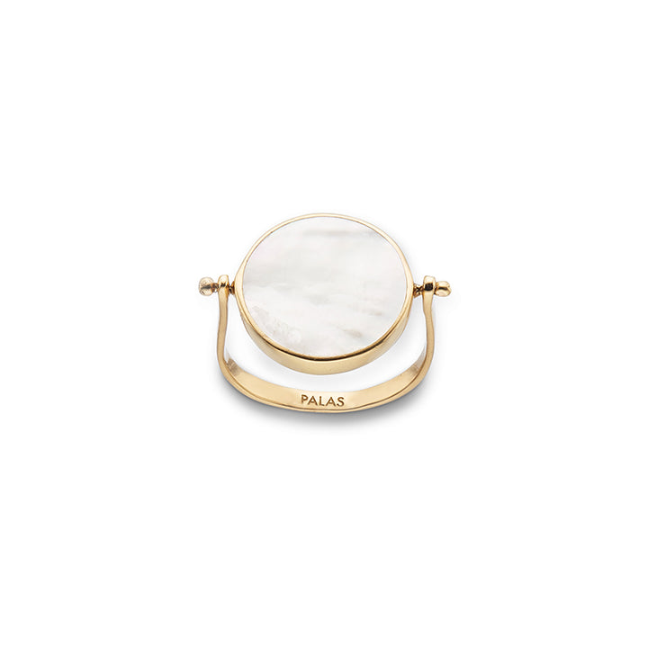 MOTHER OF PEARL EVIL EYE SPINNING RING