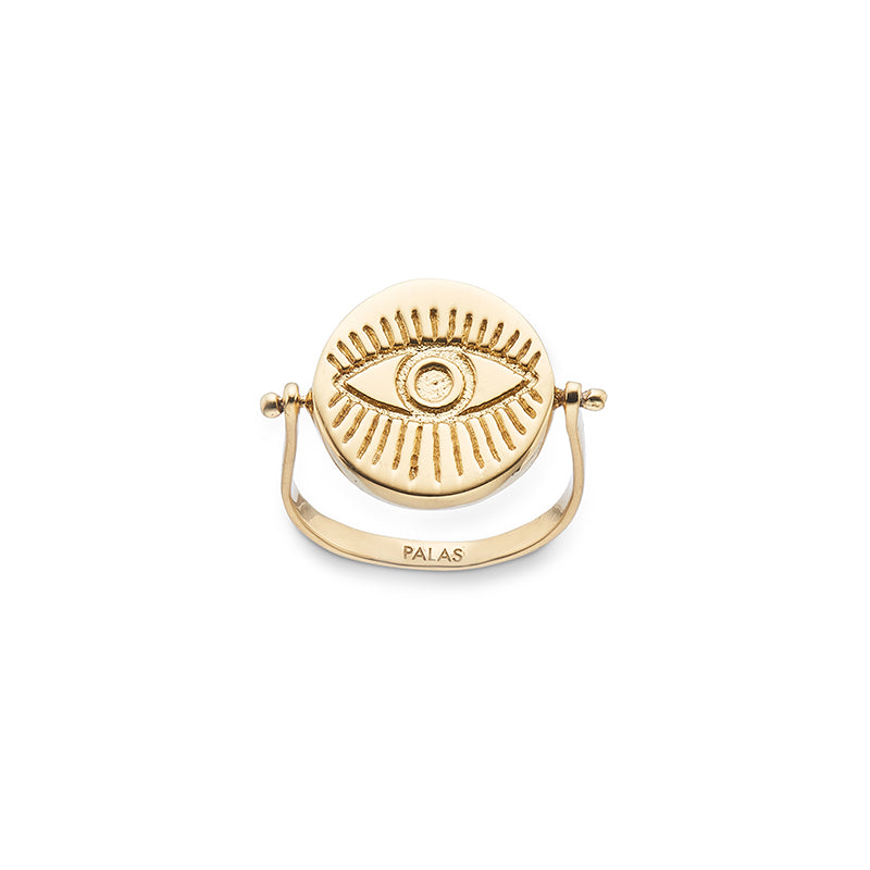 MOTHER OF PEARL EVIL EYE SPINNING RING
