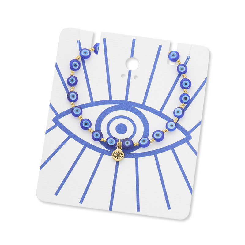 MATI EVIL EYE GLASS & BRASS BEAD BRACELET