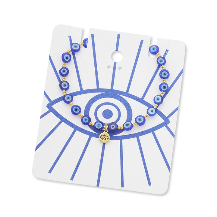 MATI EVIL EYE GLASS & BRASS BEAD BRACELET