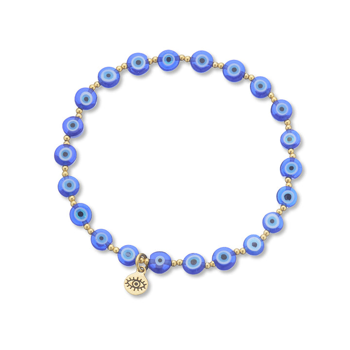 MATI EVIL EYE GLASS & BRASS BEAD BRACELET