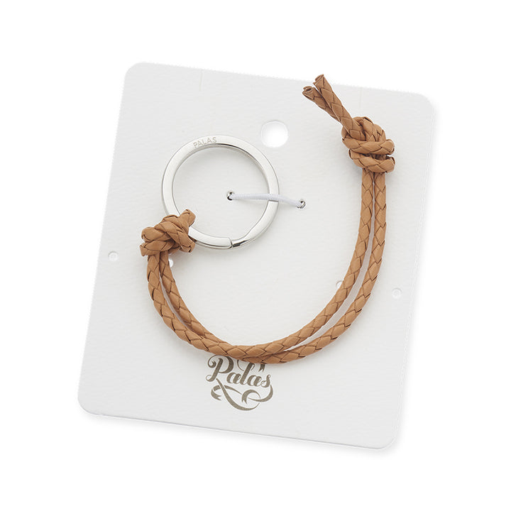NATURAL PLAITED LEATHER KEYRING