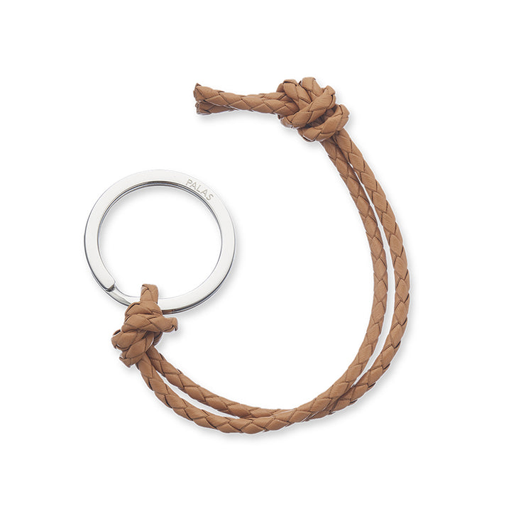 NATURAL PLAITED LEATHER KEYRING