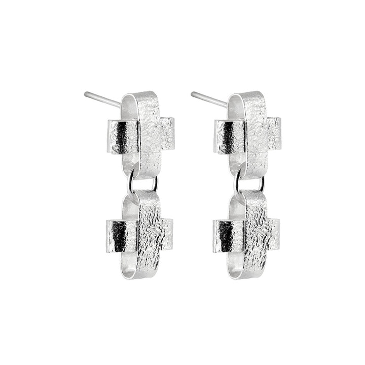 RETICULATED CROSS EARRINGS