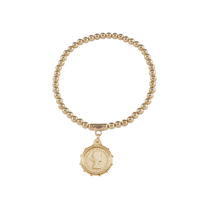 BALL BRACELET WITH ANTIQUE THREEPENCE