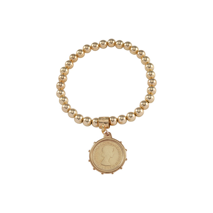 BALL BRACELET WITH ANTIQUE SIXPENCE
