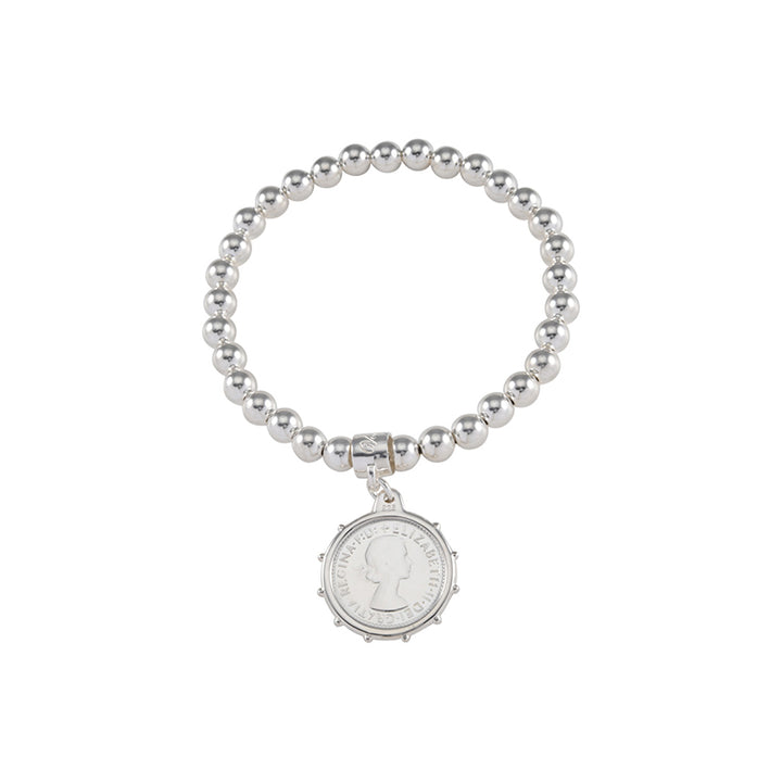 BALL BRACELET WITH ANTIQUE SIXPENCE
