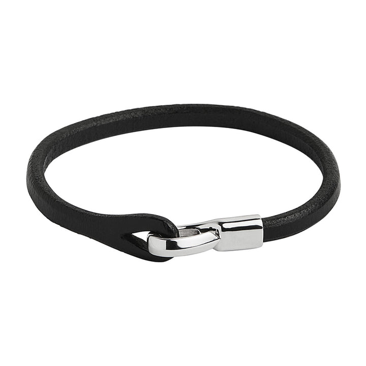 KINSHIP MENS BLACK LEATHER BRACELET