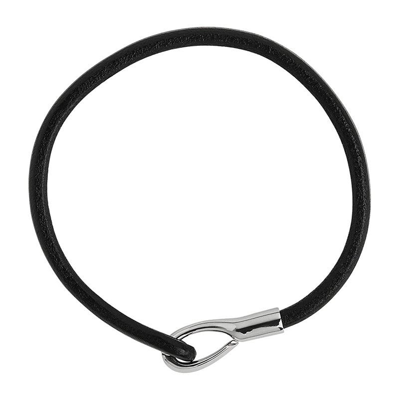 KINSHIP MENS BLACK LEATHER BRACELET