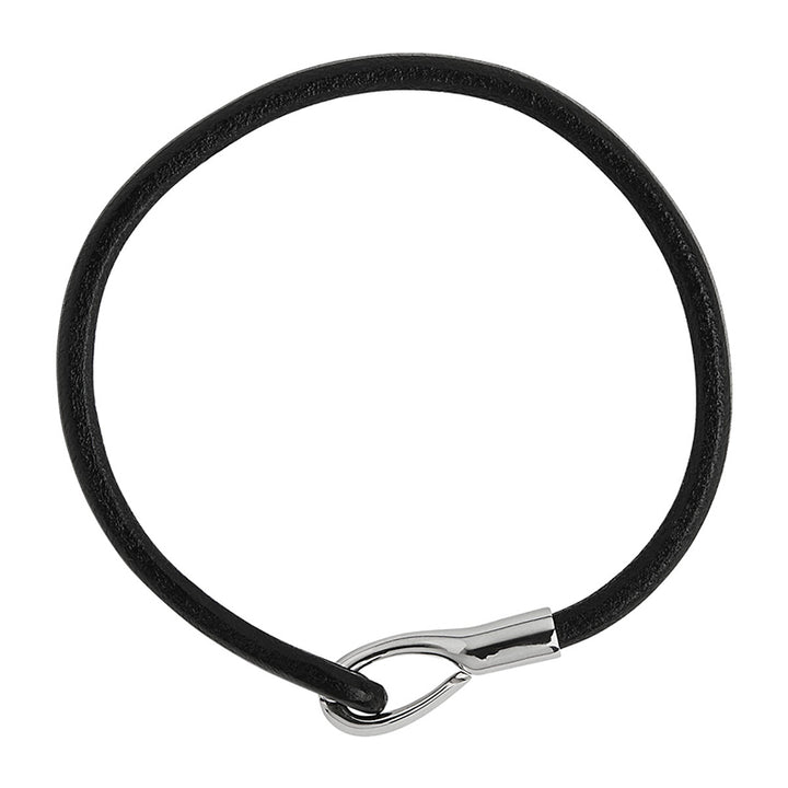 KINSHIP MENS BLACK LEATHER BRACELET