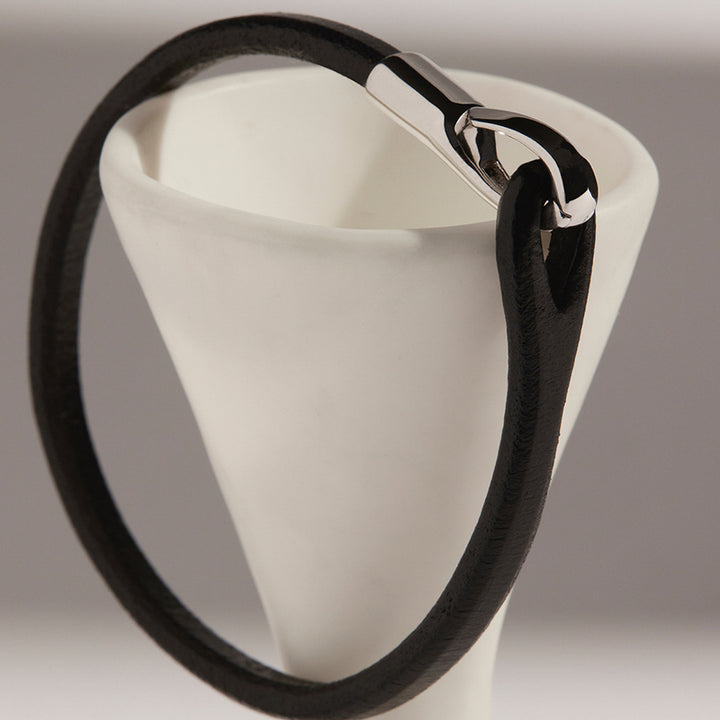 KINSHIP MENS BLACK LEATHER BRACELET