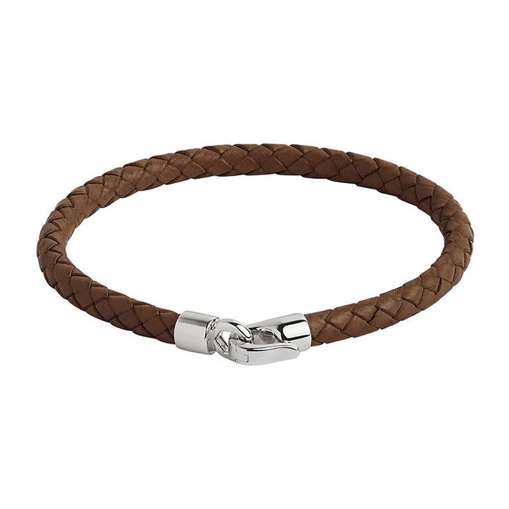 THE MARINER MENS PLAITED TAN LEATHER BRACELET