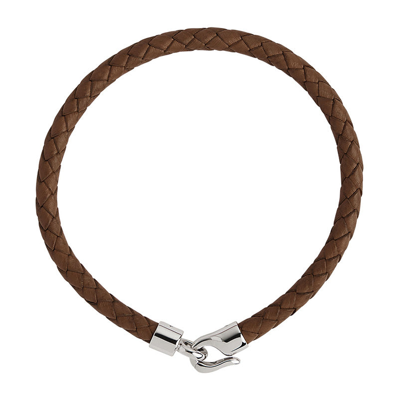 THE MARINER MENS PLAITED TAN LEATHER BRACELET