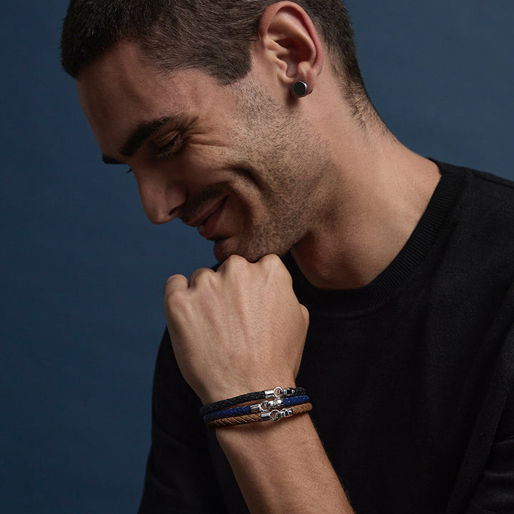 THE MARINER MENS PLAITED TAN LEATHER BRACELET