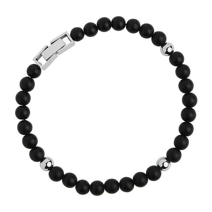 ATLAS MENS 6MM BEADED BLACK ONYX BRACELET