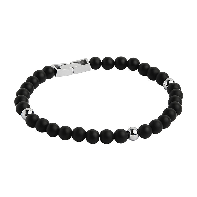 ATLAS MENS 6MM BEADED BLACK ONYX BRACELET
