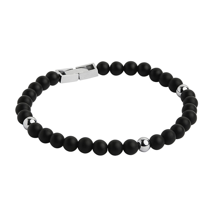 ATLAS MENS 6MM BEADED BLACK ONYX BRACELET