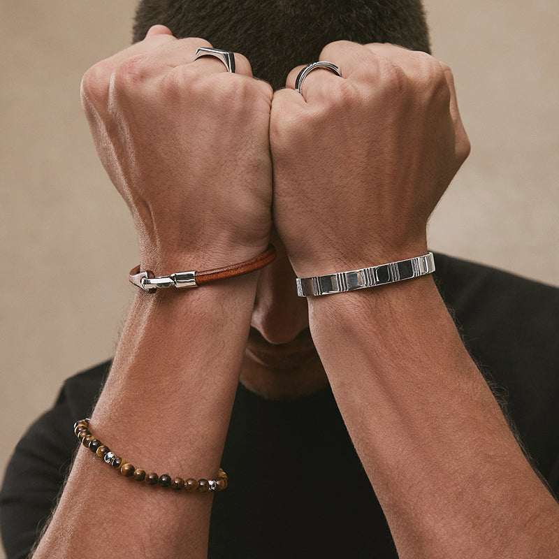 ATLAS MENS 6MM BEADED TIGER'S EYE BRACELET