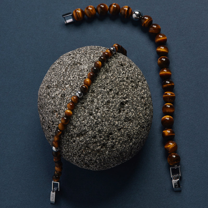 ATLAS MENS 6MM BEADED TIGER'S EYE BRACELET
