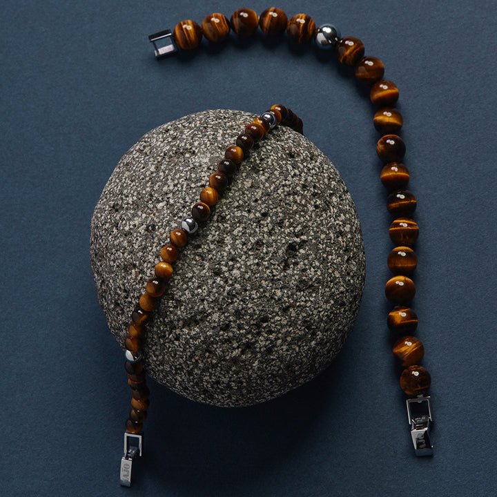 ATLAS MENS 6MM BEADED TIGER'S EYE BRACELET