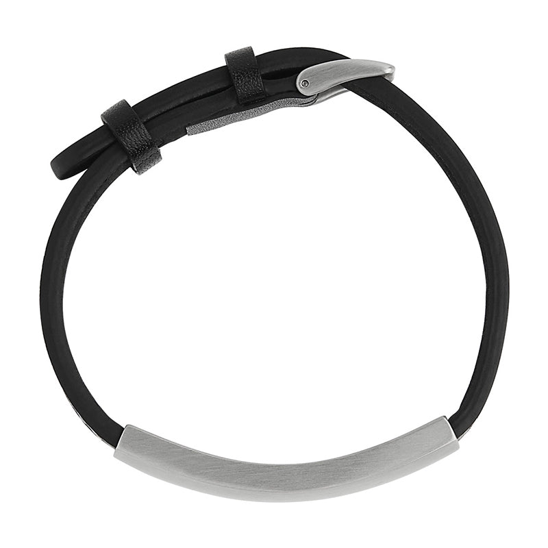 MEMENTO MENS LEATHER BUCKLE IDENTITY BRACELET