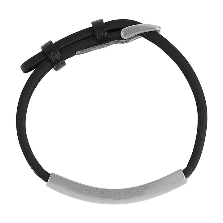 MEMENTO MENS LEATHER BUCKLE IDENTITY BRACELET