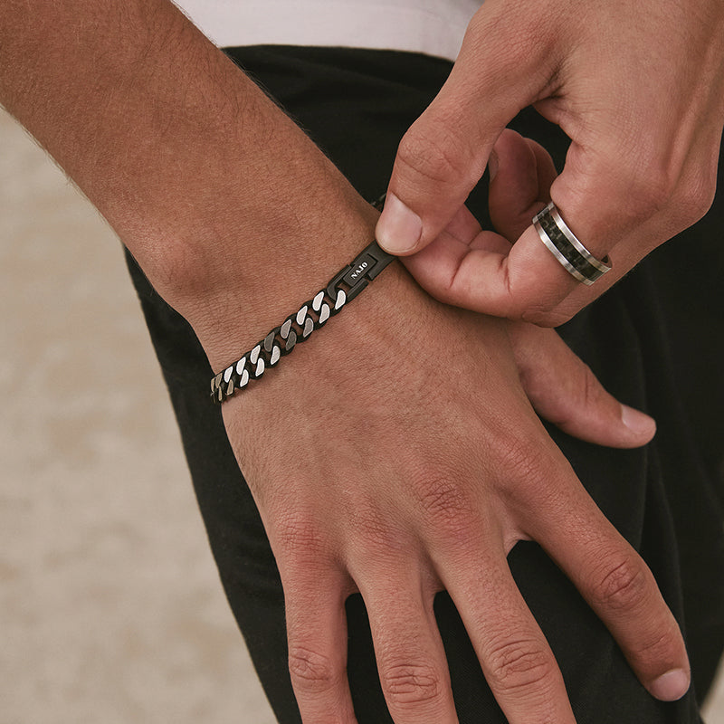 NERO MENS STEEL CURB CHAIN BRACELET (BOLD)