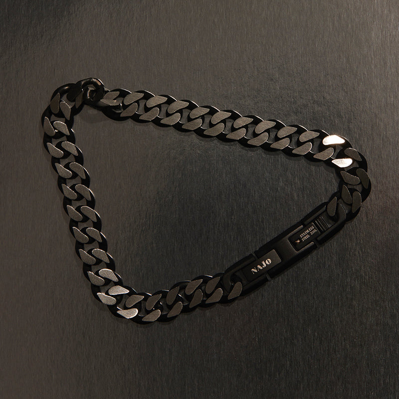 NERO MENS STEEL CURB CHAIN BRACELET (BOLD)