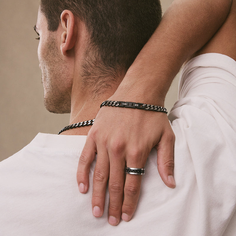 NERO MENS STEEL CURB CHAIN BRACELET (BOLD)