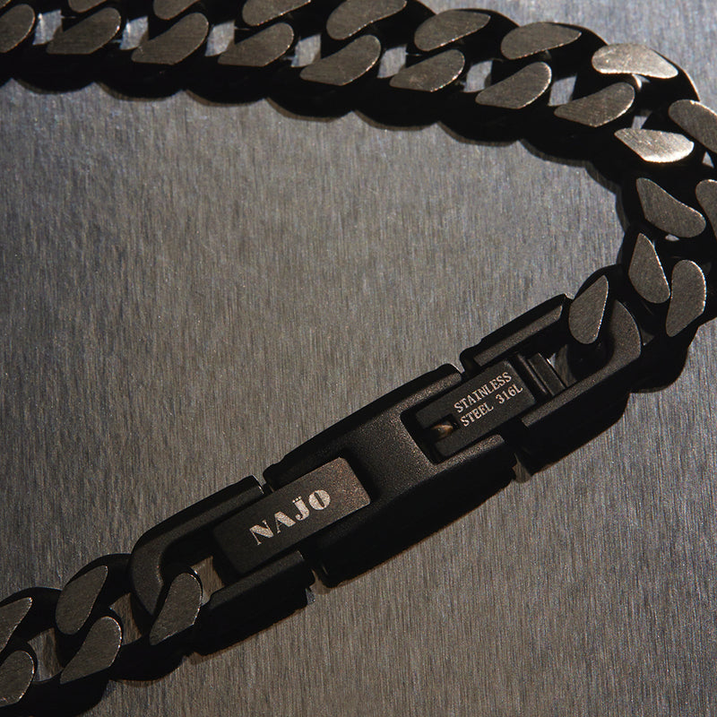 NERO MENS STEEL CURB CHAIN BRACELET (BOLD)