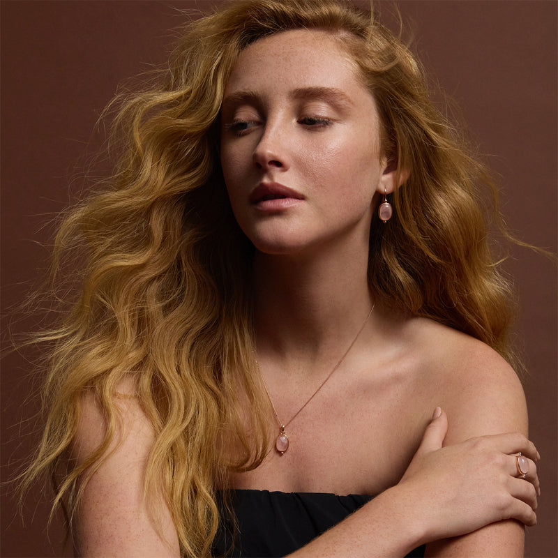 FLEUR ROSE QUARTZ EARRINGS