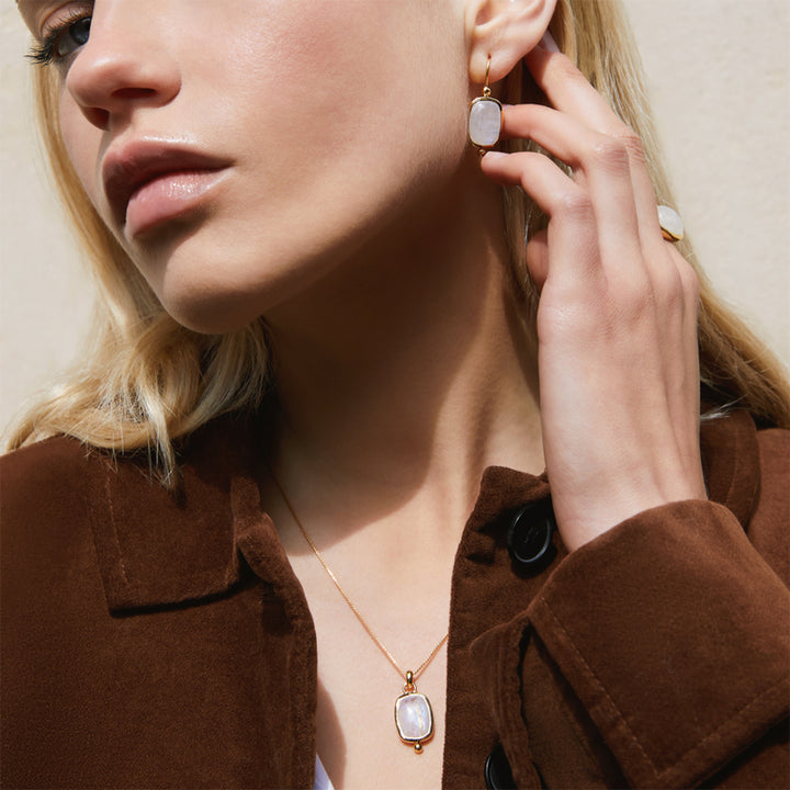 FLEUR RAINBOW MOONSTONE EARRINGS