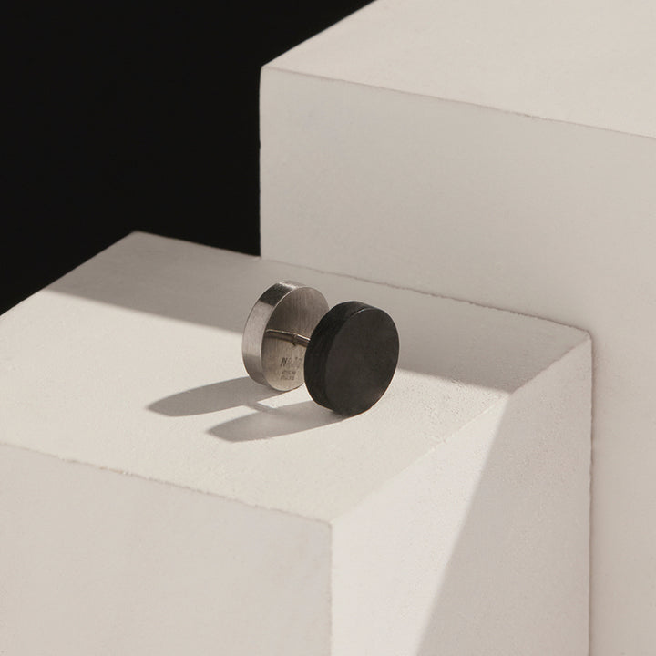 TORQUE MENS REVERSIBLE CARBON FIBRE AND STEEL EARRING