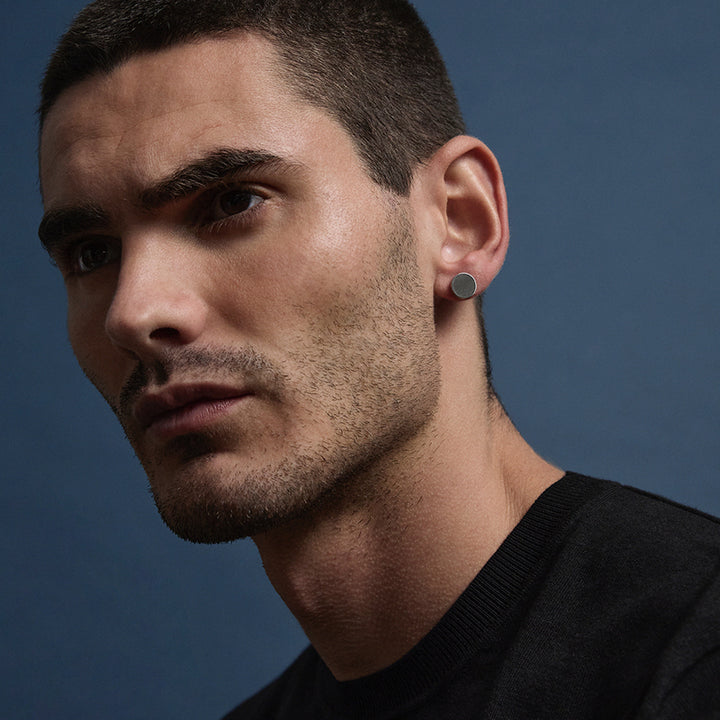 TORQUE MENS REVERSIBLE CARBON FIBRE AND STEEL EARRING