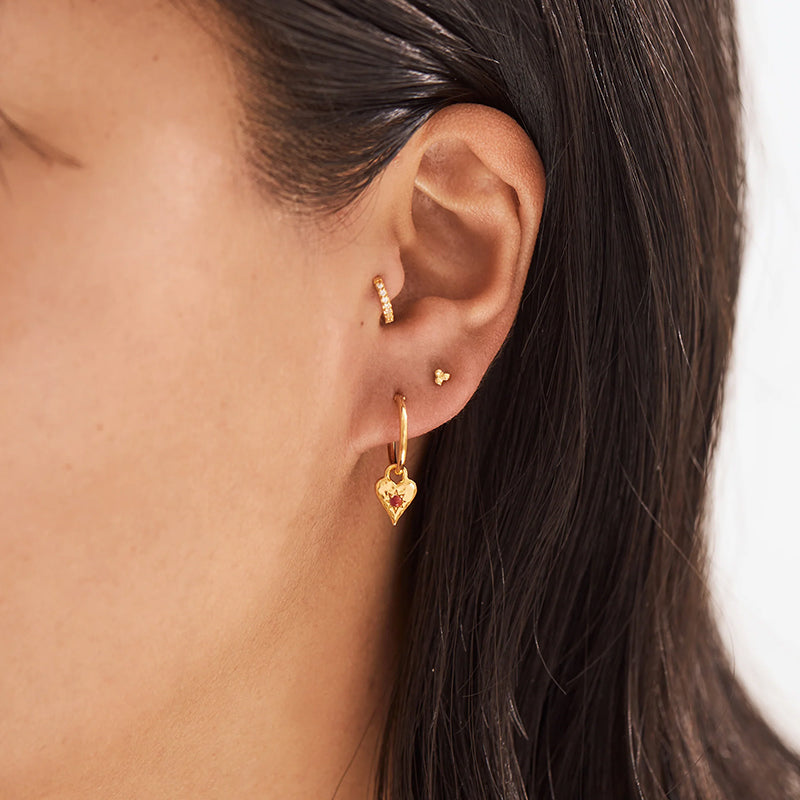 GARNET LOVE HEART HOOPS