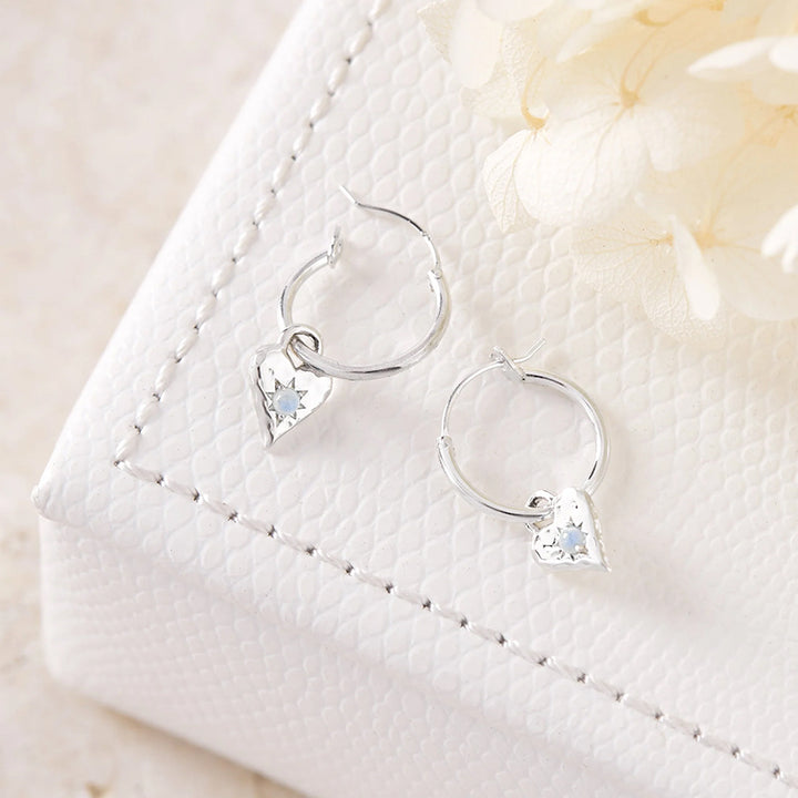 MOONSTONE LOVE HEART HOOPS
