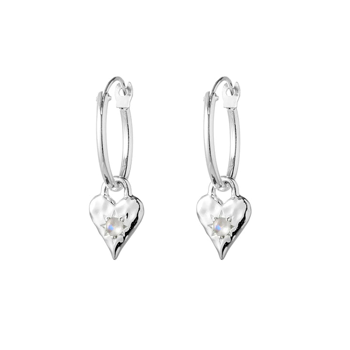 MOONSTONE LOVE HEART HOOPS